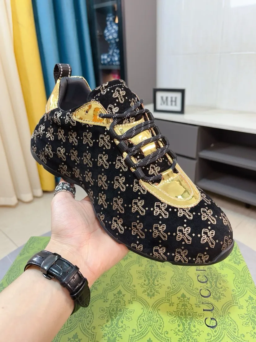 Men's shoes 💰560🌹🌹【GUCCI】pop-top casual sneakers with daddy outsole, breathable and comfortable, easy to walk, a versatile style for trendy men, upper with cowhide edged outsole design➕genuine leather lining➕Gucci's popular original outsole, sports and running style, super comfortable. Code number 38-44